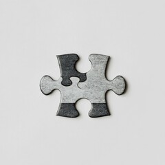 Obraz premium A unique black and gray jigsaw puzzle piece on a light background, symbolizing creativity and problem-solving.