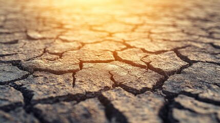 Fototapeta premium Dry Landscape with Warm Light and Cracked Earth Texture