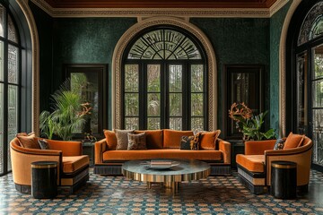 Art Deco with elegant lines and geometric patterns, Generative AI