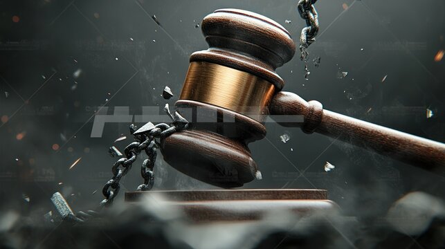 Gavel Smashes Chains Breaking Free From Bonds