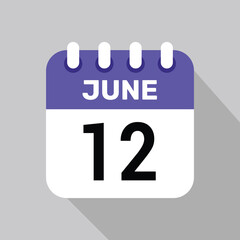 12 june calendar icon vector date graphic design