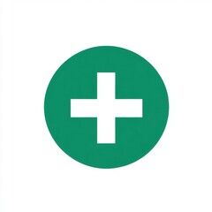 Obraz premium Green medical symbol featuring a white cross, representing health and safety.