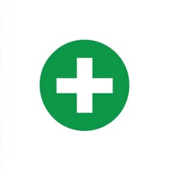 Obraz premium Green medical symbol with a white cross, symbolizing health and care.