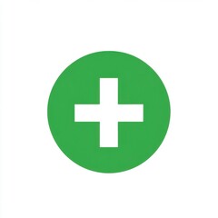 Obraz premium A green circular plus sign on a white background, symbolizing health and positivity.