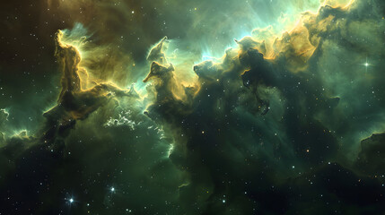 Fototapeta premium Beautiful space nebula of green color