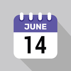 14 june calendar icon vector date graphic design