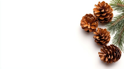 A bunch of pine cones on a white background