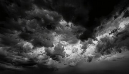 Obraz premium Surreal Black and White Sky With Dramatic Storm Clouds and Moonlit Details. Ideal for Conceptual Art, Dreamy Wallpapers, or Creative Projects With a Mysterious and Atmospheric Aesthetic