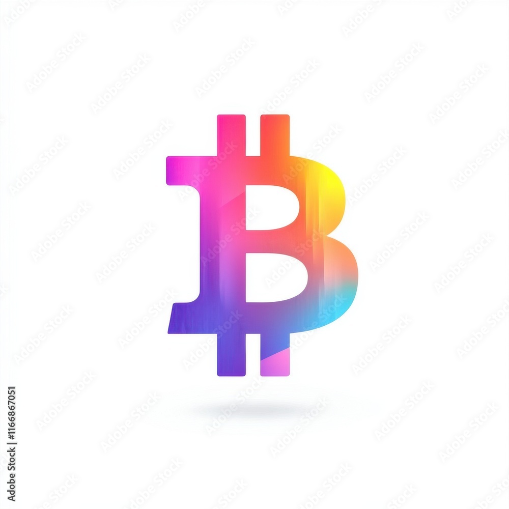 Poster vibrant bitcoin symbol showcasing a colorful gradient design.