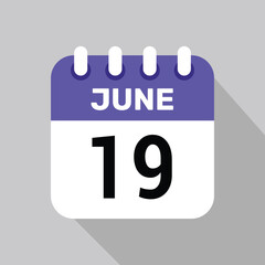 19 june calendar icon vector date graphic design
