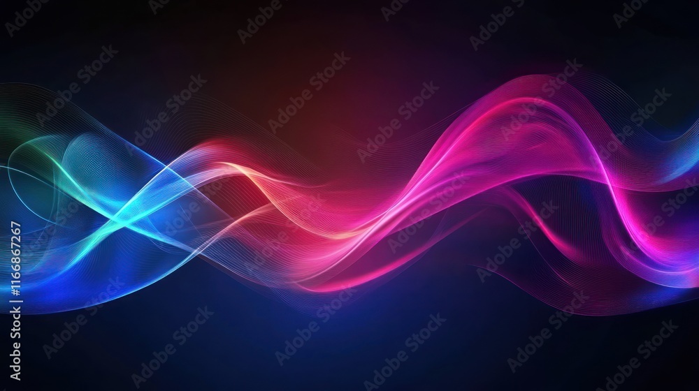 Poster abstract neon wave lines flowing design
