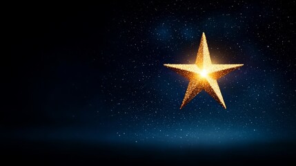 A golden star on a dark blue background