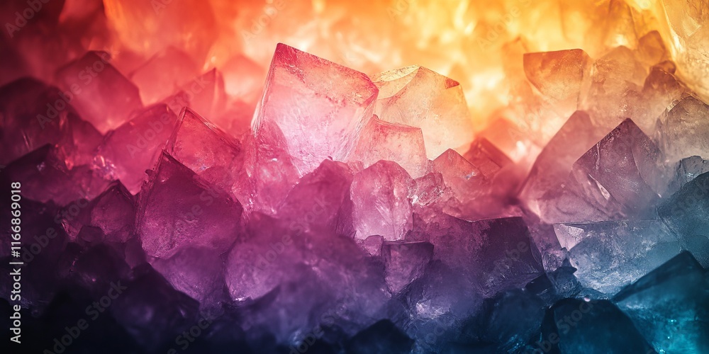 Aufkleber crystal visuals glow softly into surreal vibrant compositions., generative ai