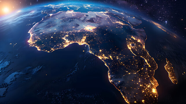 rth from space focusing on the African continent at night