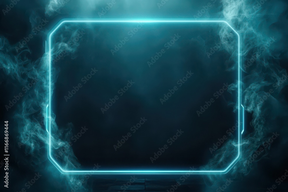 Poster futuristic holographic interface displaying central data virtual space digital art dark atmosphere c