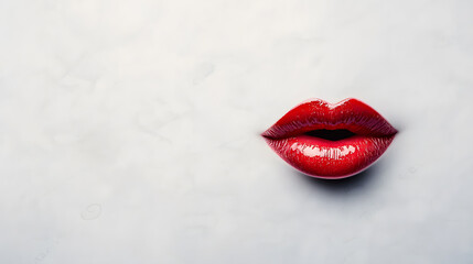 Obraz premium Close-up of glossy red lips