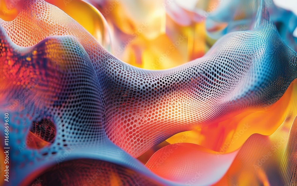 Poster 3d patterns dissolve into radiant surreal geometric abstractions., generative ai