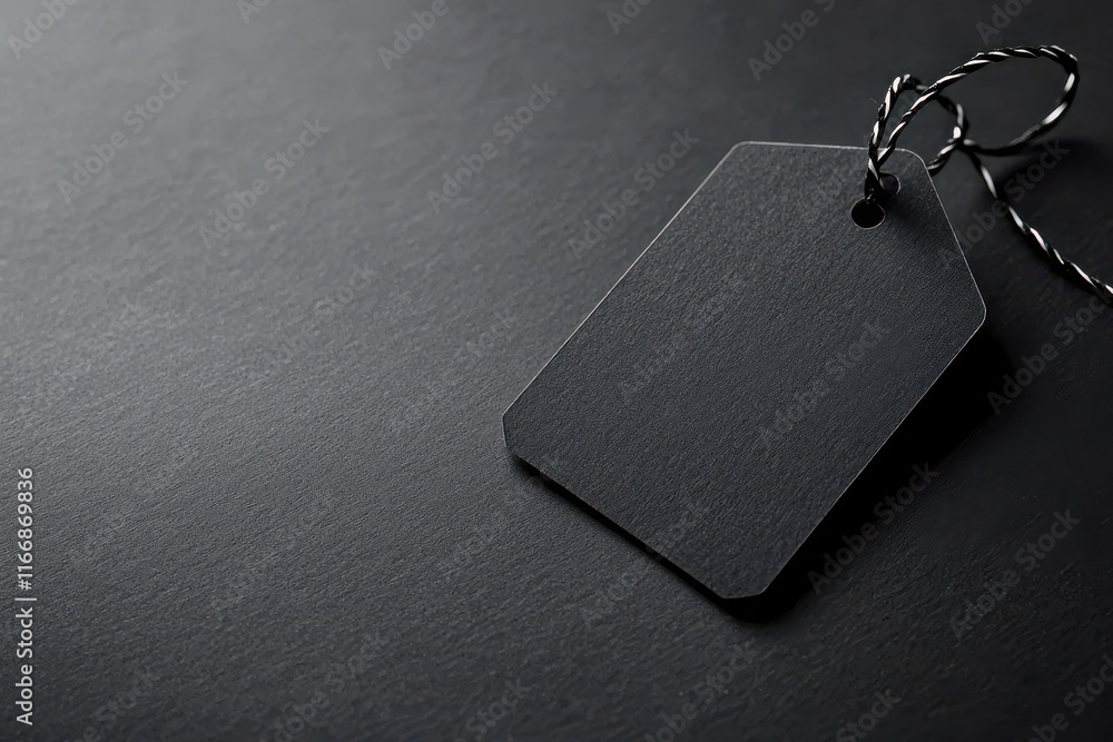 Poster modern black paper price tag display studio setting product photography minimalist design close-up v