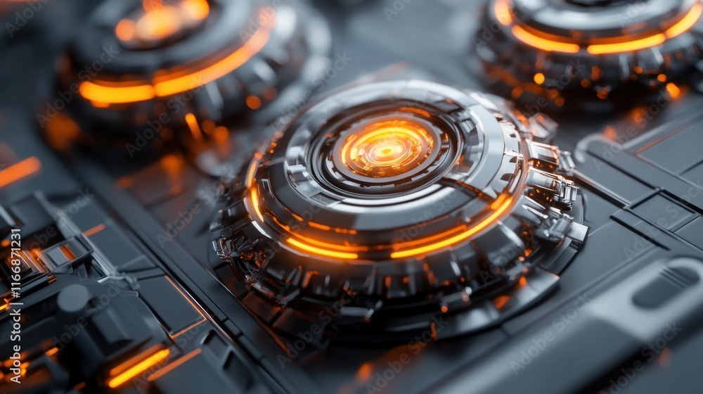 Poster futuristic technology abstract glowing circular mechanisms