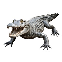 Fototapeta premium A detailed, 3D rendered image of an alligator with a wide, open mouth, showcasing its sharp teeth.