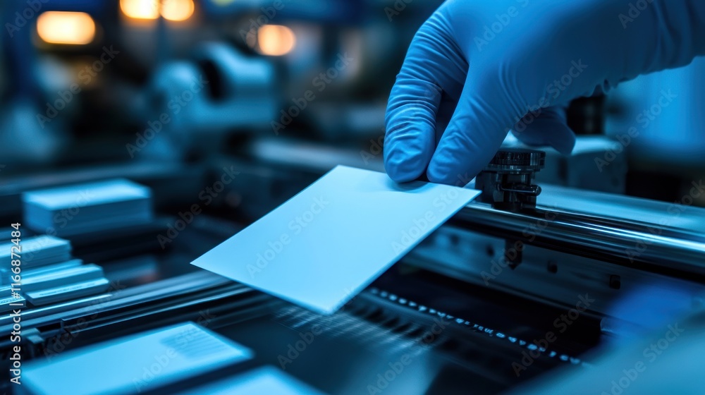 Poster Gloved Hand Placing Sample Onto Automated Machine