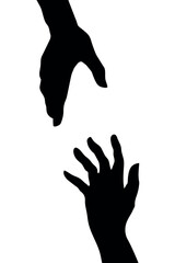 Silhouette of Two Hands Reaching Towards Each Other