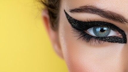 Naklejka premium A close up of a woman's eye with a black eyeliner