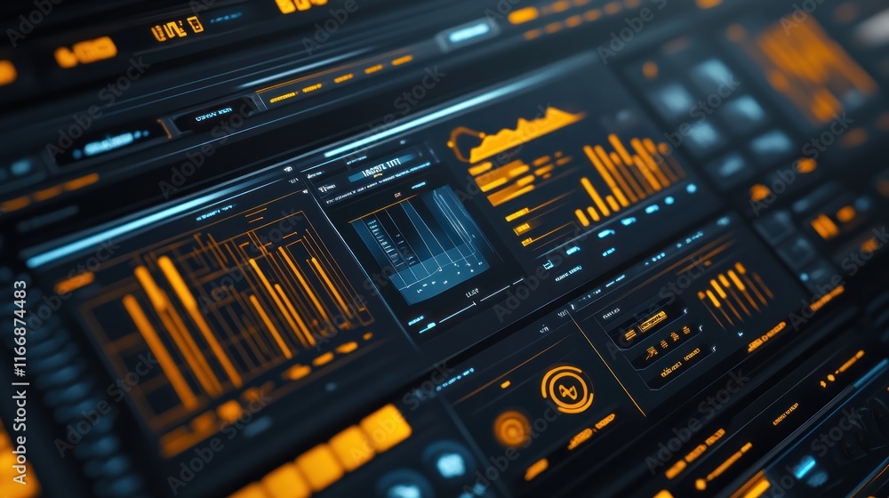 Aufkleber Futuristic Technology Interface Displaying Data Metrics