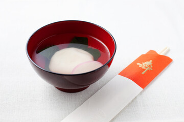 お雑煮と正月のお箸 テーブル
