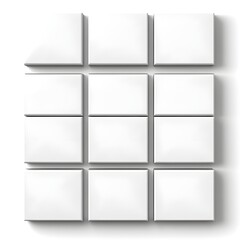 A high-resolution, digitally created image of twelve blank white canvas panels arranged in a grid pattern.