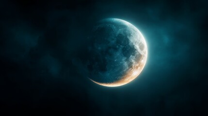 Fototapeta premium A full moon in the dark night sky with clouds