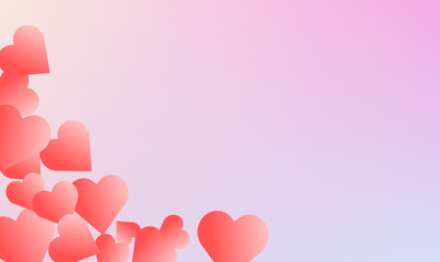 Heart shape on corner with gradien pastel and pink background, wallpaper, banner, template,valentines day.