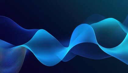 Abstract Blue Wave Background Dynamic Flowing Lines Digital Art Modern Design