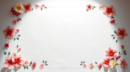 A delicate floral border design with vibrant autumn-inspired flowers, perfect for invitations and elegant projects.