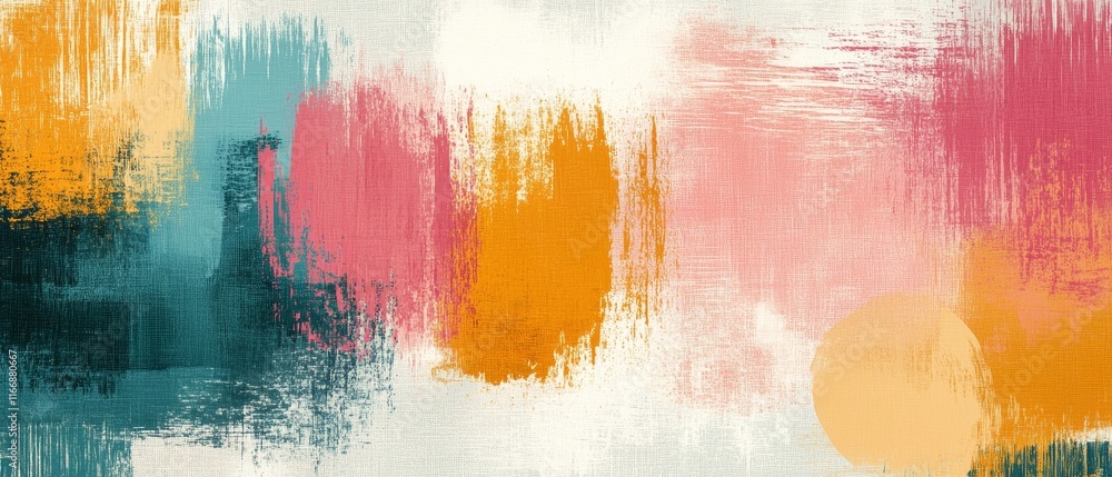 Poster abstract brushstrokes create vibrant digital patterns with soft luminous hues., generative ai