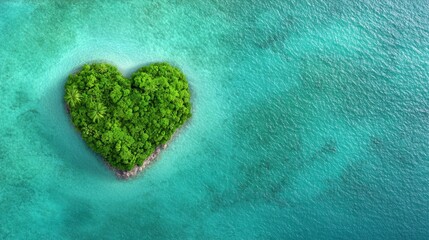 A heart shaped island in the middle of the ocean