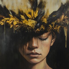 Golden Crown of Tranquility: A Portrait of Serene Beauty