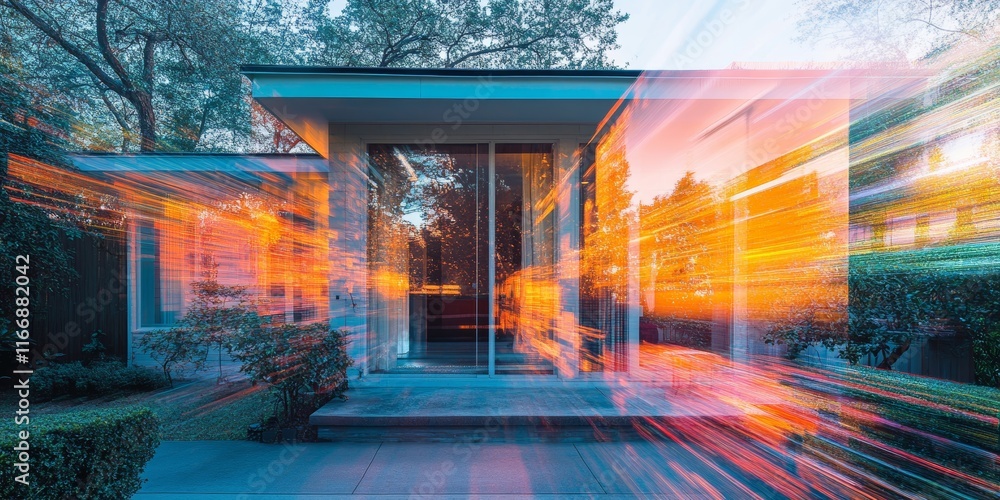 Poster glitch streaks pulse through surreal fragmented visual effects., generative ai