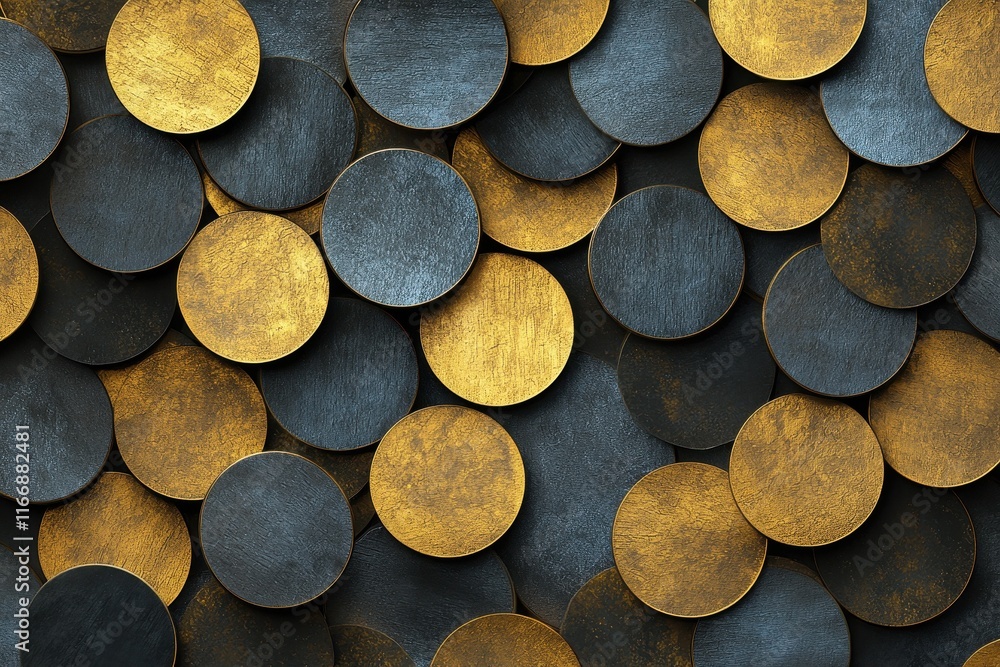 Aufkleber abstract gold and black circular pattern background texture design