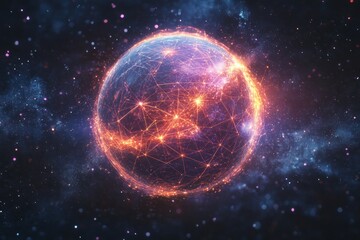 Obraz premium Global Network, Connected World, Digital Sphere