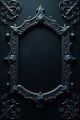 A dark and dramatic Gothic-style black green tone frame with intricate details, ideal for themes of mystery, elegance, and classic design.