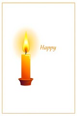 A glowing greeting card design with a lit candle and warm tones, symbolizing light, hope, and festivity.