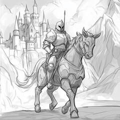 Portrait Gallant Knight Fairy Kingdom Lands Coloring