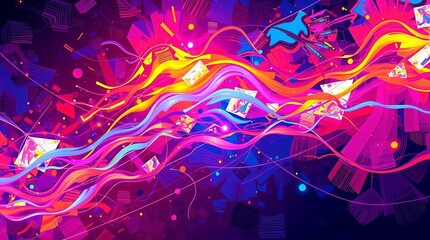 A vibrant abstract design with dynamic patterns and bold gradients, ideal for artistic and modern visuals.