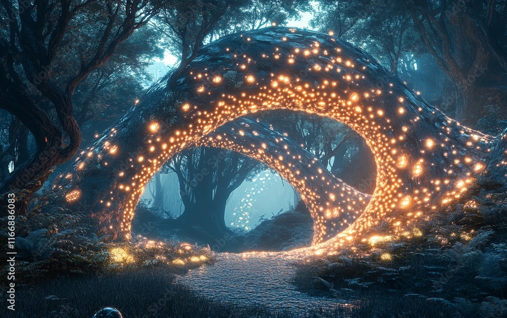 Poster futuristic visuals merge into glowing surreal digital dreamscapes., generative ai