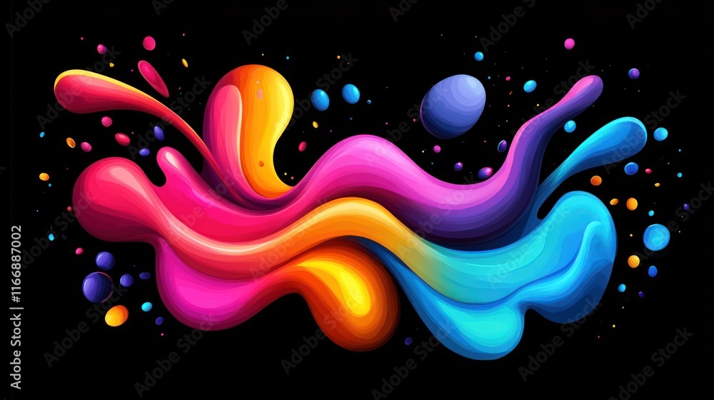 Aufkleber Abstract Colorful Liquid Wave Forms Design