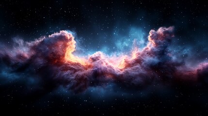 Fototapeta premium A colorful nebula in the night sky with stars in the background