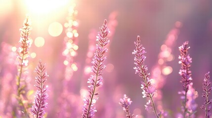 Naklejka premium Pink Flowers in Sunset Light