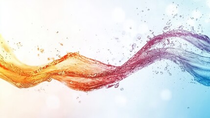 A colorful wave of water with bubbles on a blue background