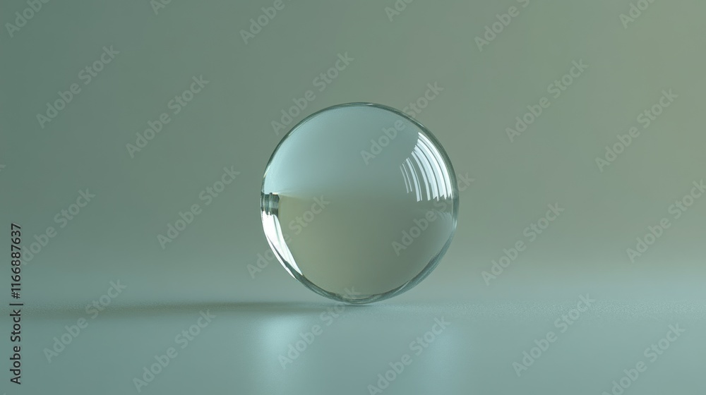 Poster a single transparent glass sphere rests on a smooth surface